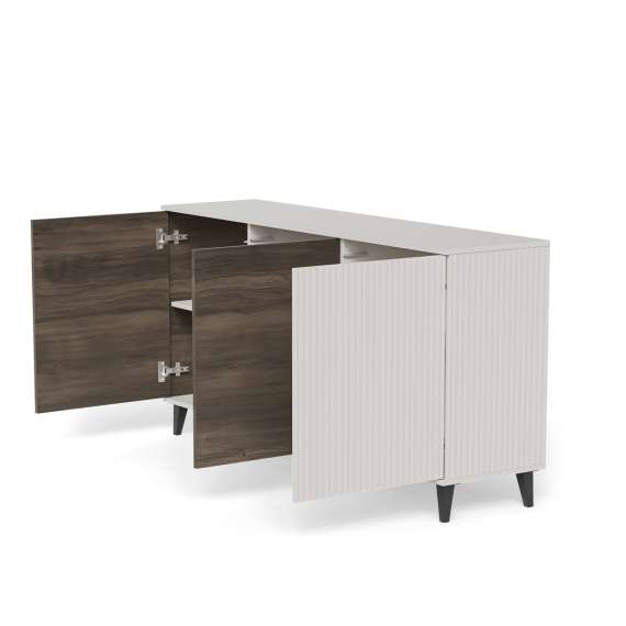 Skjenk RANDOM - 160x82 cm - 3 dører - valnøtt - cashmere - tre bein