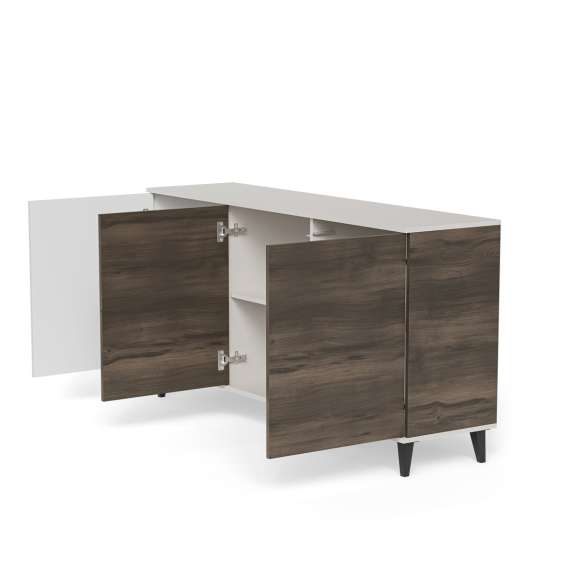 Skjenk RANDOM - 160x82 cm - 3 dører - valnøtt - cashmere - tre bein