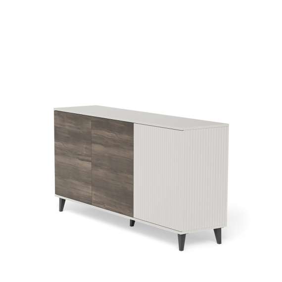 Skjenk RANDOM - 160x82 cm - 3 dører - valnøtt - cashmere - tre bein