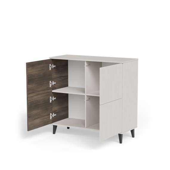 Skjenk RANDOM - 100x95 cm - 2 dører - valnøtt - cashmere - tre bein