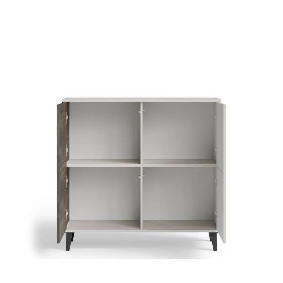 Skjenk RANDOM - 100x95 cm - 2 dører - valnøtt - cashmere - tre bein