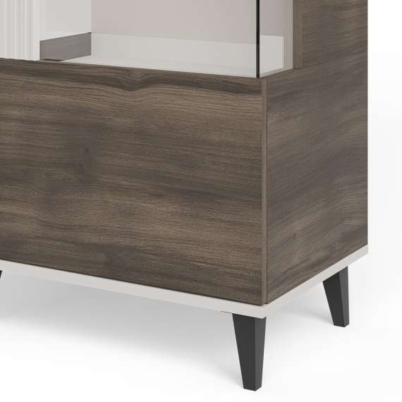 Vitrineskap RANDOM - 60x182 cm - valnøtt - cashmere - tre bein