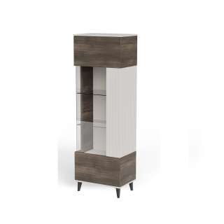 Vitrineskap RANDOM - 60x182 cm - valnøtt - cashmere - tre bein