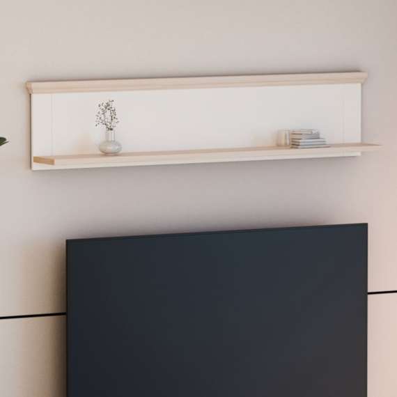 Hylle PONTY 150x33 cm - hvit matt - eik riva