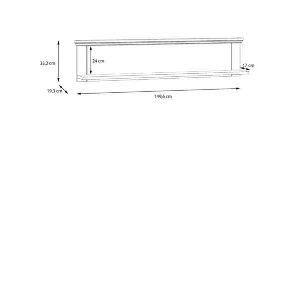 Hylle PONTY 150x33 cm - hvit matt - eik mauvella
