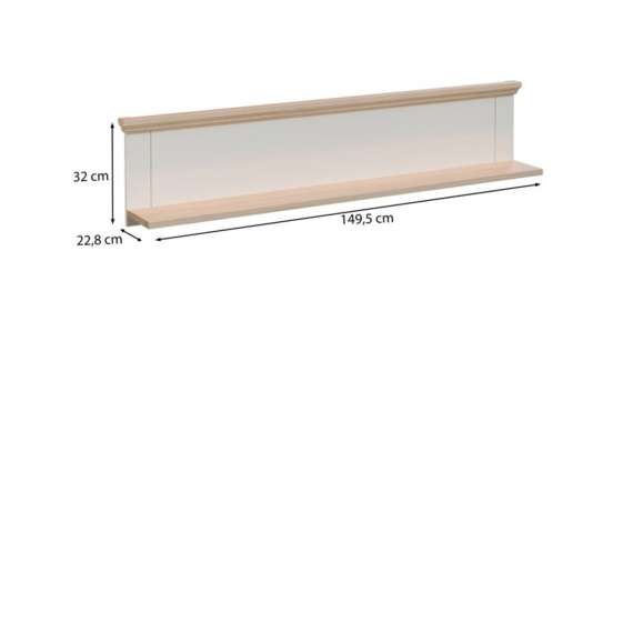 Hylle PONTY 150x33 cm - hvit matt - eik mauvella