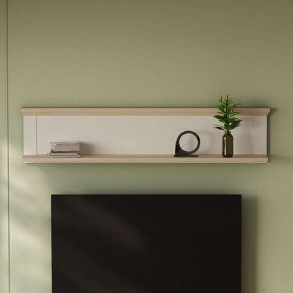 Hylle PONTY 150x33 cm - hvit matt - eik mauvella