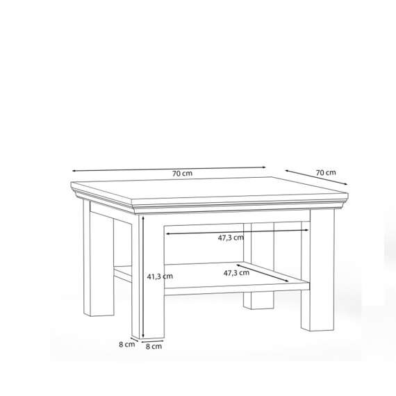 Sofabord PONTY - 70x70 cm - hvit matt - eik riva