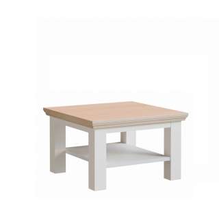 Sofabord PONTY - 70x70 cm - hvit matt - eik riva
