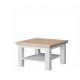 Sofabord PONTY - 70x70 cm - hvit matt - eik riva