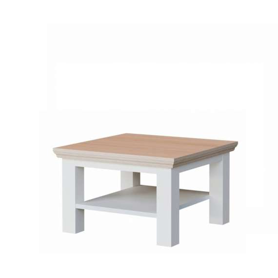 Sofabord PONTY - 70x70 cm - hvit matt - eik riva