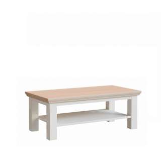 Sofabord PONTY - 116x60 cm - hvit matt - eik riva