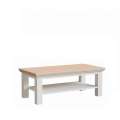 Sofabord PONTY - 116x60 cm - hvit matt - eik riva