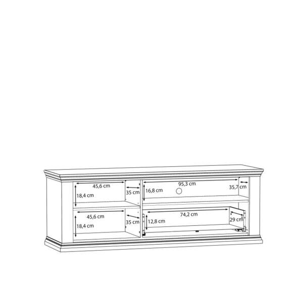 Tv-benk PONTY - 150x54 cm - 1 dør - 1 skuff - hvit matt - eik riva