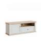 Tv-benk PONTY - 150x54 cm - 1 dør - 1 skuff - hvit matt - eik riva