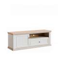 Tv-benk PONTY - 150x54 cm - 1 dør - 1 skuff - hvit matt - eik riva