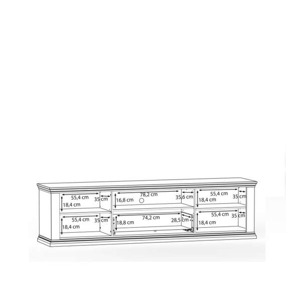 Tv-benk PONTY - 200x54 cm - 2 dører - 1 skuff - hvit matt - eik riva