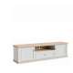 Tv-benk PONTY - 200x54 cm - 2 dører - 1 skuff - hvit matt - eik riva