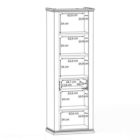 Vitrineskap PONTY - 69x202 cm - 2 dører - hvit matt - eik riva
