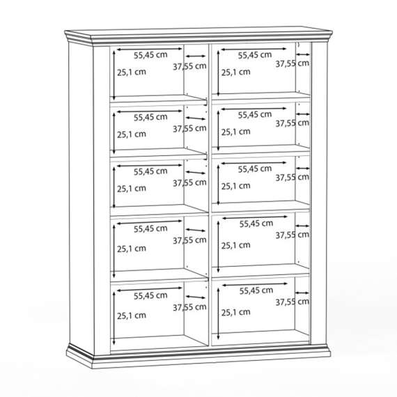 Vitrineskap PONTY - 120x156 cm - 3 dører - 3 skuffer - hvit matt - eik riva