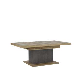 Sofabord RICCIANO - 120-160x70 cm - mørk betong - stav eik