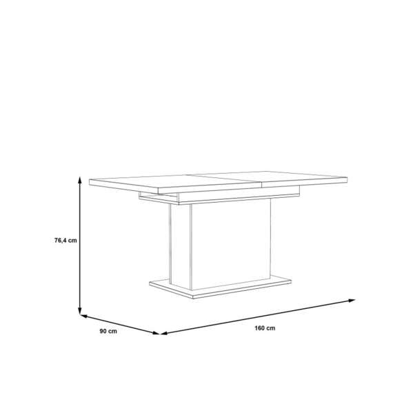Sofabord RICCIANO - 120-160x70 cm - mørk betong - stav eik