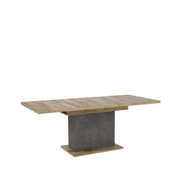 Sofabord RICCIANO - 120-160x70 cm - mørk betong - stav eik