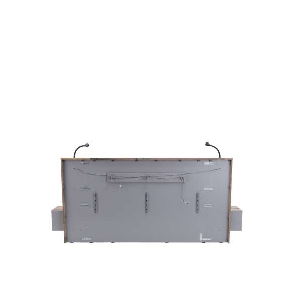 Seng RICCIANO med nattbord 160x200 cm - mørk betong - stav eik