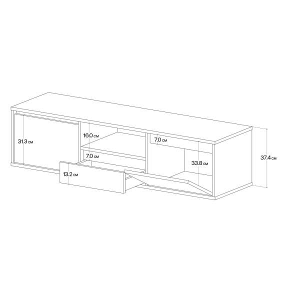Tv-benk Ubbe WTV4 150-180x37 cm - vegghengt - 2 dører og skuff