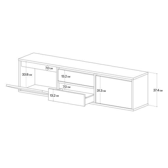 Tv-benk Ubbe WTV4S 150-180x37 cm - 2 dører - 2 skuffer - Velg farge selv