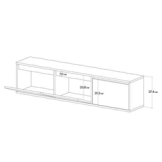 Tv-benk Ubbe WTV4K 150-180x37 cm - 3 dører - vegghengt