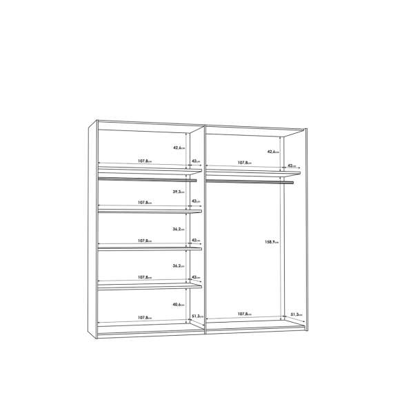 Garderobeskap RICCIANO 220x210 - mørk betong + stav eik