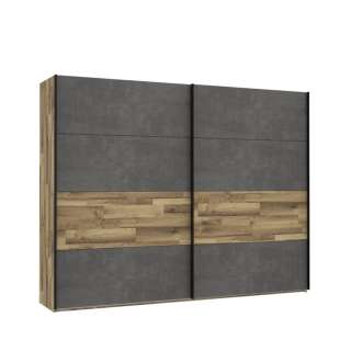 Garderobeskap RICCIANO 270x210 - mørk betong + stav eik