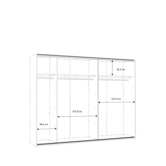 Garderobeskap RICCIANO 270x210 - mørk betong + stav eik