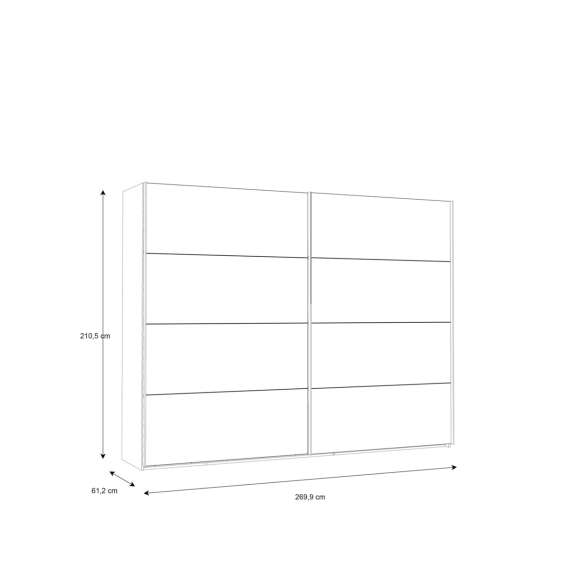 Garderobeskap RICCIANO 270x210 - mørk betong + stav eik
