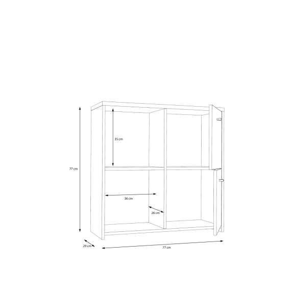 Skjenk BEST - 77x77 cm - eik artisan - hvit matt - 4dører