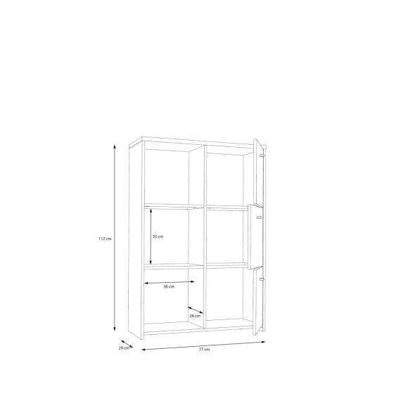 Skjenk BEST - 77x112 cm - eik artisan - hvit matt - 6 dører