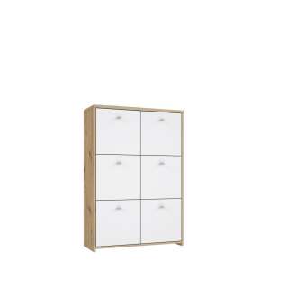 Skjenk BEST - 77x112 cm - eik artisan - hvit matt - 6 dører