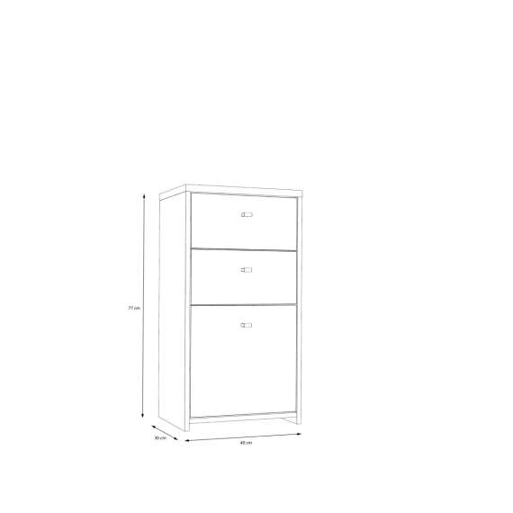 Skjenk BEST - 40x77 cm - mørk betong - wood vintage - 1dør - 3 skuffer