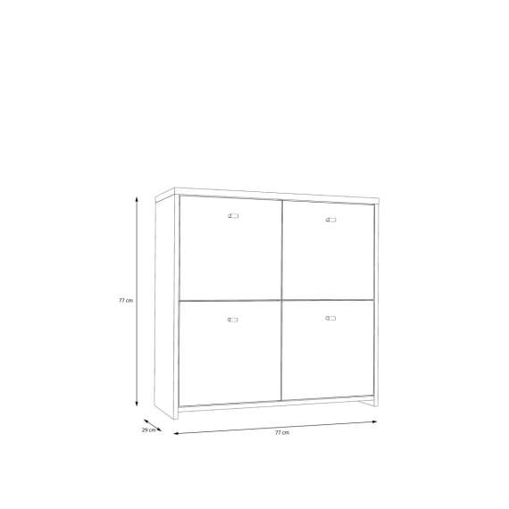 Skjenk BEST - 77x77 cm - mørk betong - wood vintage - 4dører
