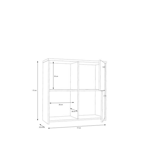 Skjenk BEST - 77x77 cm - mørk betong - wood vintage - 4dører