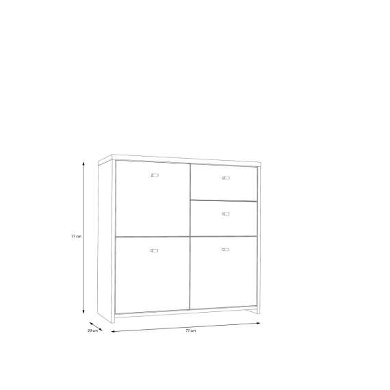 Skjenk BEST - 77x77 cm - mørk betong - wood vintage - 3 dører - 2 skuffer
