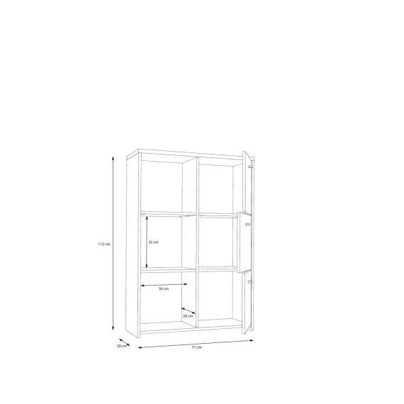 Skjenk BEST - 77x112 cm - mørk betong - wood vintage - 6 dører