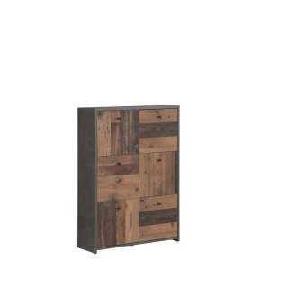 Skjenk BEST - 77x112 cm - mørk betong - wood vintage - 6 dører