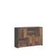 Skjenk BEST - 114x77 cm - mørk betong - woody vintage - 5 dører - 2 skuffer