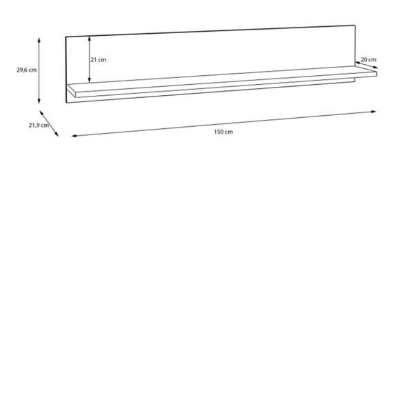 Hylle COMO 150x30 cm - secret grå - eik mauvella