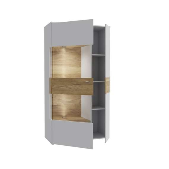 Vitrineskap COMO - 90x168 cm -  secret grå - eik mauvella - 2 dører