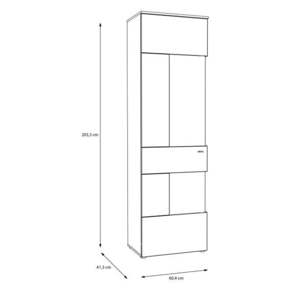 Vitrineskap COMO - 60x203 cm - secret grå - eik mauvella - 1 dør