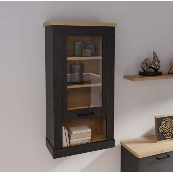 Vitrineskap DURO 71x136 cm - vegghengt - eik cabezone - eik riviera