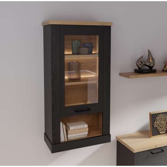 Vitrineskap DURO 71x136 cm - vegghengt - eik cabezone - eik riviera